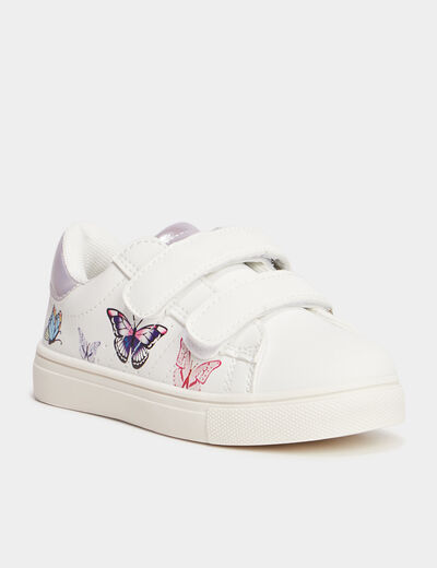 Tennis basses à scratchs Liberto blanc fille