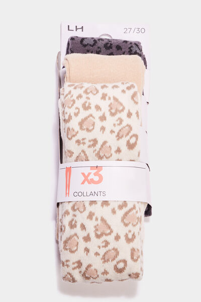 Lot 3 collants opaques coton sable fille