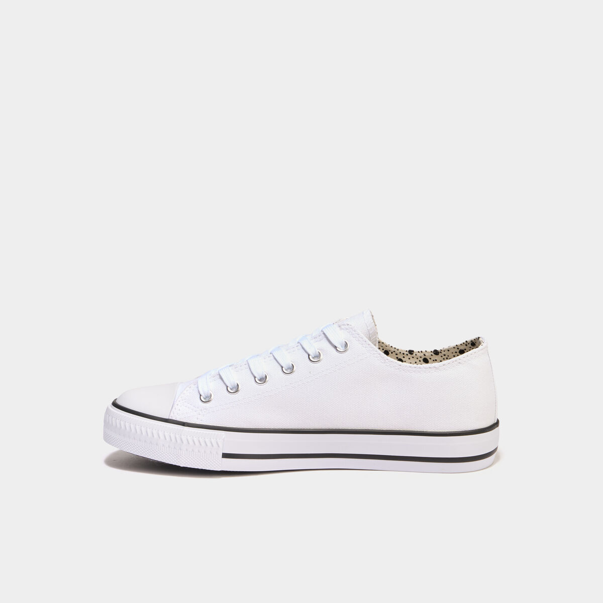 Tennis basses en toile à lacets blanc femme