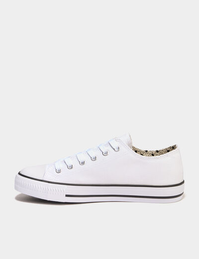 Tennis basses en toile à lacets blanc femme