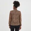Blouse manches longues à col montant beige femme