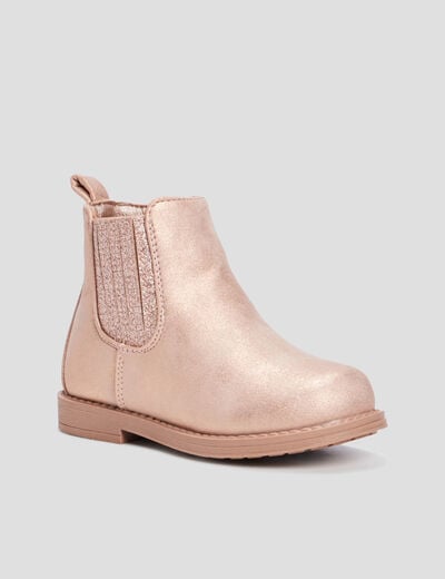 Bottines chelsea zippées rose bébé fille
