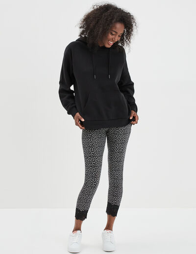 Legging 7/8ème avec dentelle noir femme