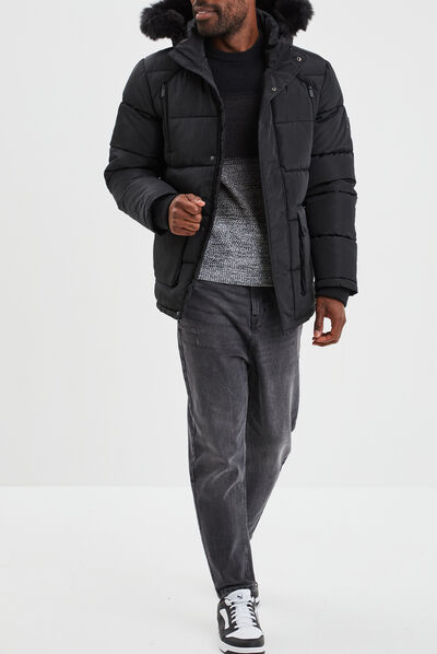 Pull col rond manches longues Liberto gris foncé homme