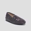 Chaussons brodés gris femme