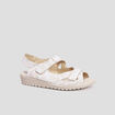 Sandales compensées pied large en cuir sable femme