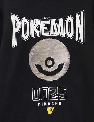 Sweat hoodie sequins r&eacute;versibles Pok&eacute;mon noir gar&ccedil;on