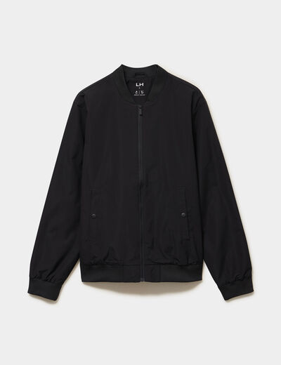 Blouson col teddy d&eacute;perlant noir homme