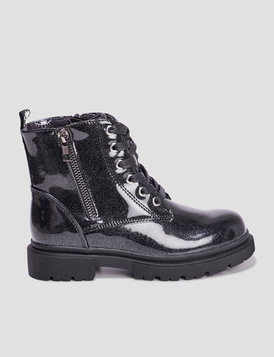 Bottines crantées à paillettes Liberto noir fille
