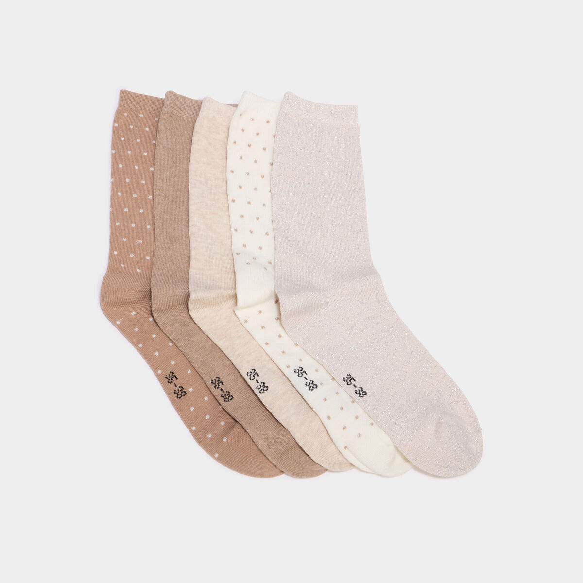 Lot 5 paires chaussettes marron clair femme