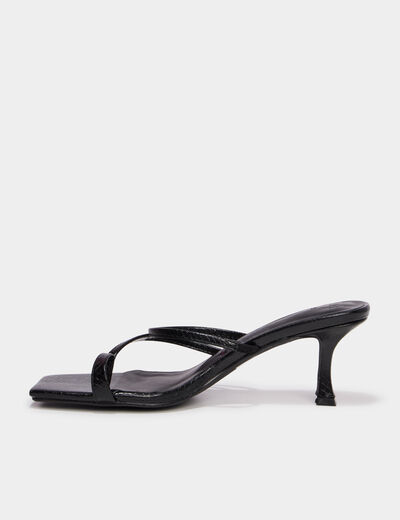 Mules &agrave; talons kitten heels noir femme