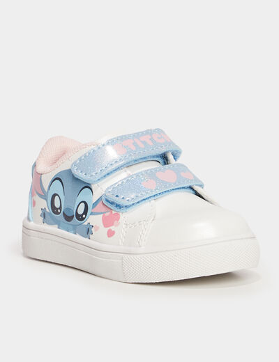 Tennis basses à scratchs Stitch blanc bébé fille