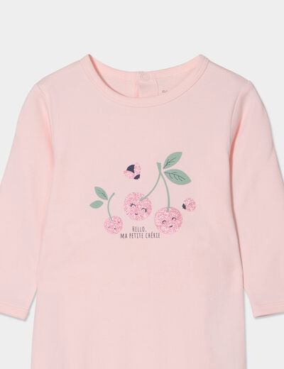 Dors-bien ouverture boutonné dos coton rose clair bébé fille