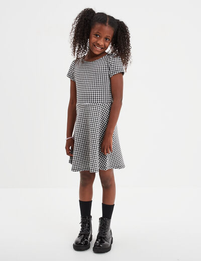 Robe patineuse manches courtes ecru fille