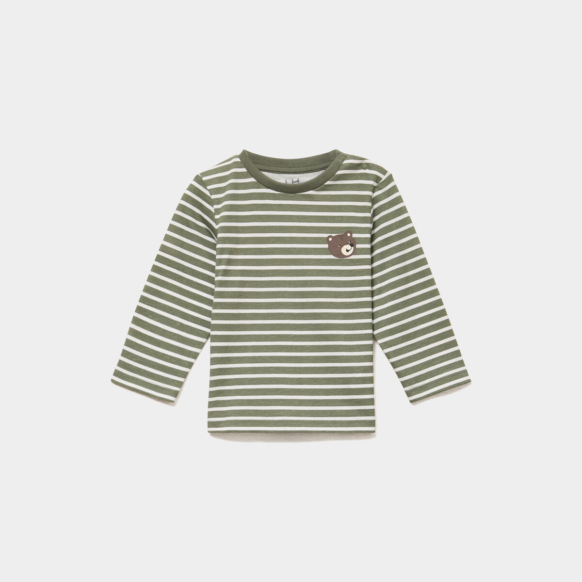 T-shirt manches longues coton vert kaki b&eacute;b&eacute; gar&ccedil;on