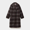 Manteau long oversize boutonn&eacute; marron chocolat femme