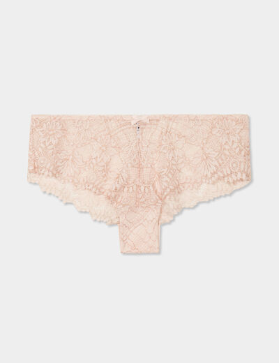 Shorty en dentelle rose clair femme