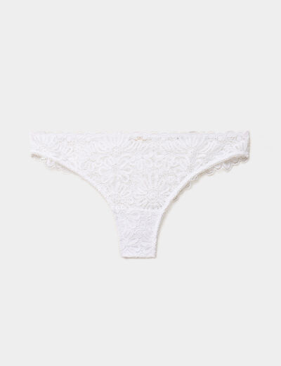 Tanga en dentelle blanc femme