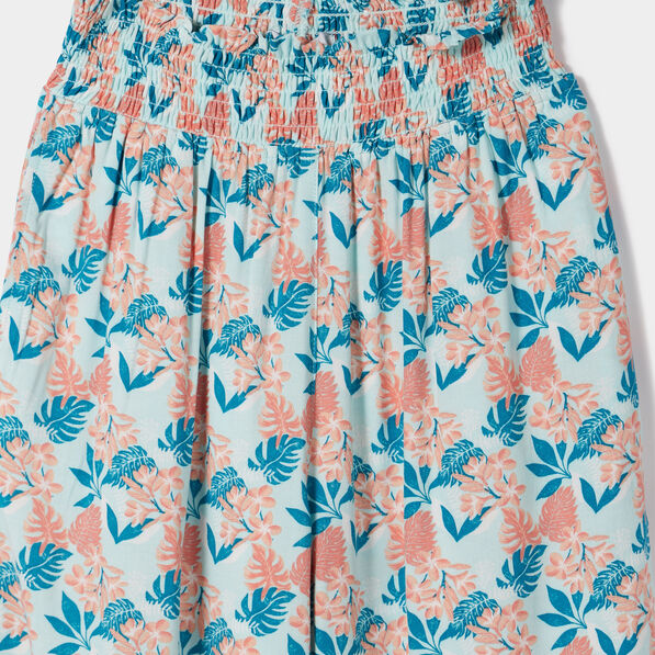 pantalon smocke large fluide bleu turquoise fille Pantalon smocké large fluide bleu turquoise fille