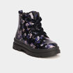Boots crant&eacute;es &agrave; lacets noir fille
