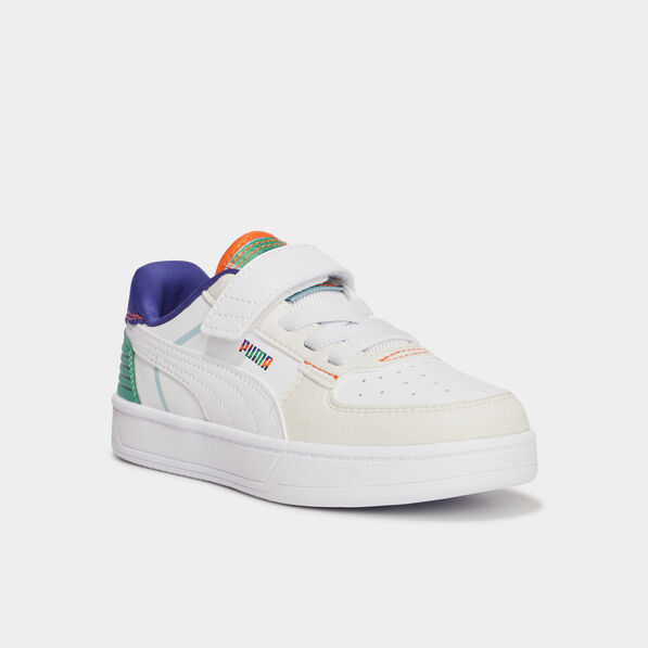 Tennis basses à scratchs Puma Caven blanc garçon