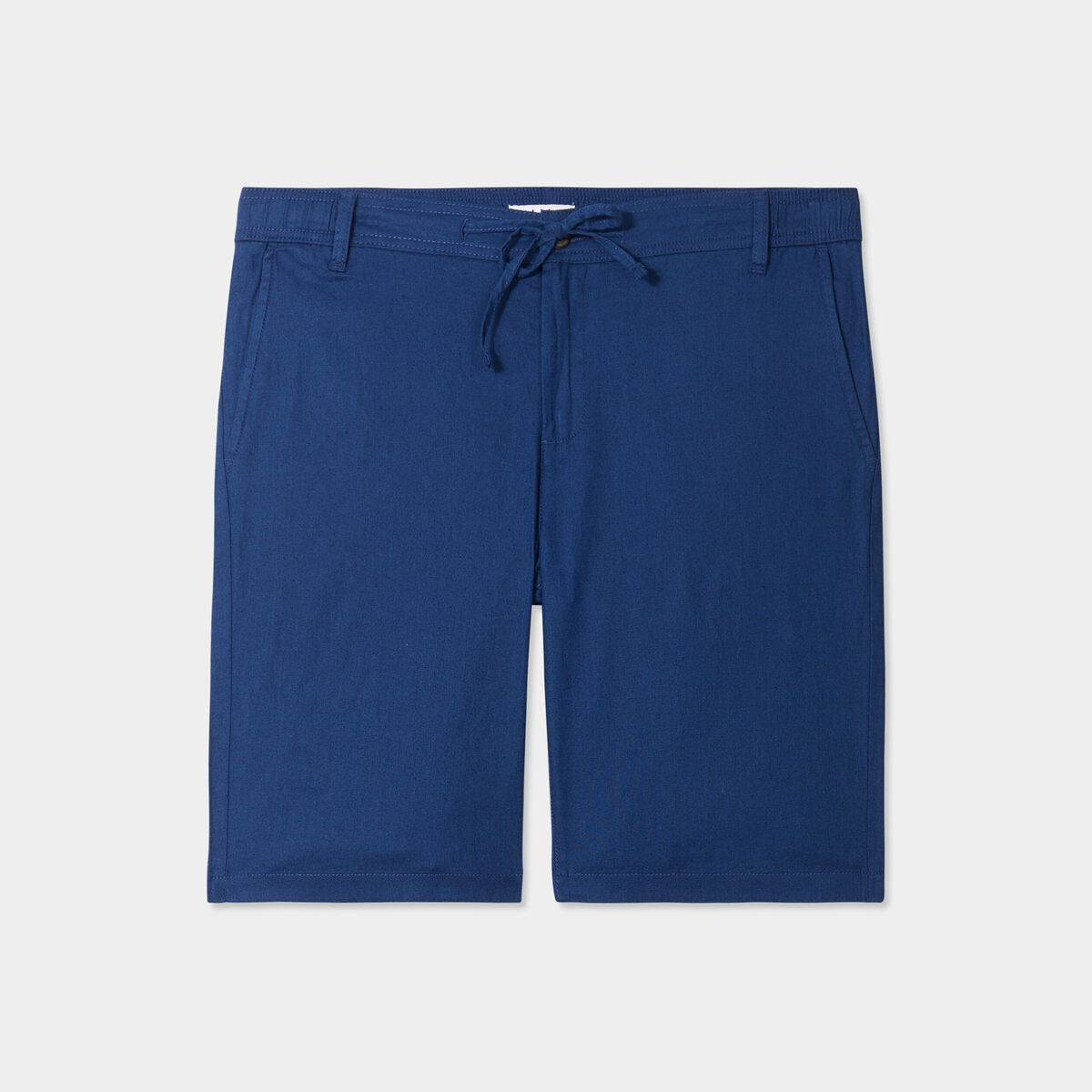 Bermuda chino à coulisse lin mélangé bleu roi homme