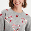 Pull No&euml;l avec sequins et col rond gris clair femme