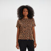 T-shirt coton col rond manches courtes camel femme