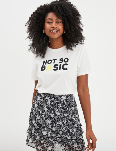 T-shirt coton manches courtes ecru femme