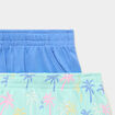 Lot 2 shorts coton taille &eacute;lastiqu&eacute;e bleu turquoise fille