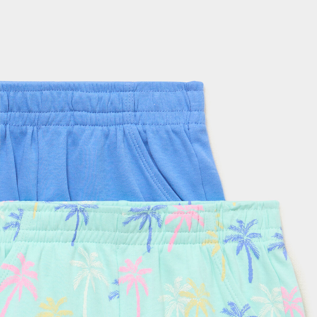 Lot 2 shorts coton taille &eacute;lastiqu&eacute;e bleu turquoise fille