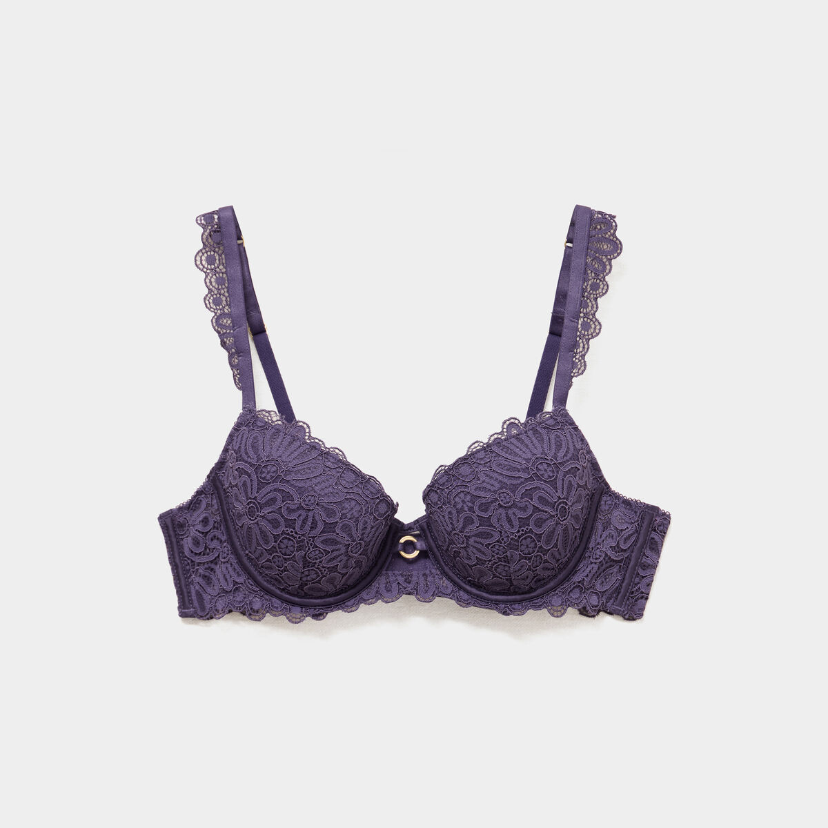 Soutien-gorge embo&icirc;tant padd&eacute; dentelle violet femme