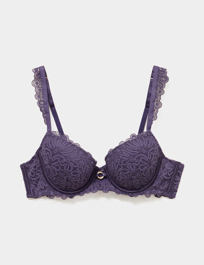 Soutien-gorge embo&icirc;tant padd&eacute; dentelle violet femme