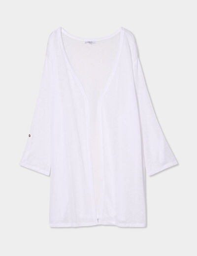 Gilet long manches longues blanc femme grande taille