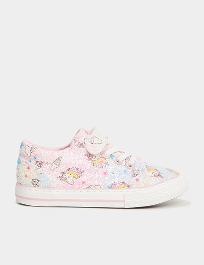 Tennis basses paillettes et scratchs multicolore fille