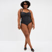 Maillot de bain une pièce balconnet noir femme grande taille