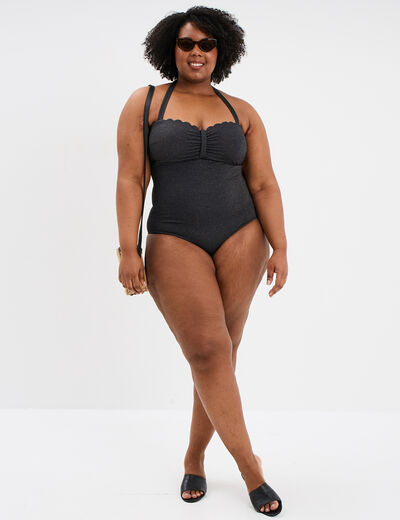 Maillot de bain une pièce balconnet noir femme grande taille