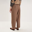 Pantalon barrel taille haute 7/8&egrave;me beige femme