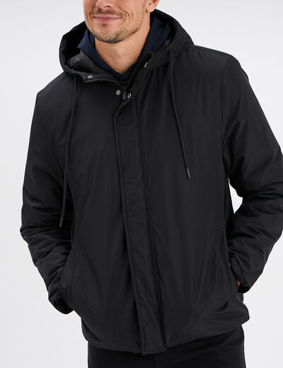 Blouson à capuche déperlant noir homme