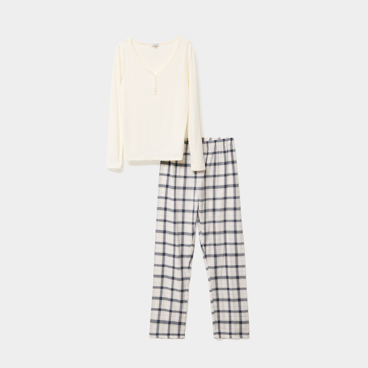 Ensemble pyjama 2 pi&egrave;ces coton blanc femme