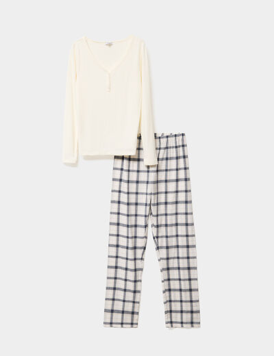 Ensemble pyjama 2 pi&egrave;ces coton blanc femme