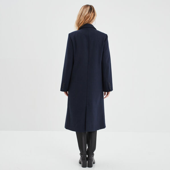manteau long boutonnage croise bleu marine femme Manteau long boutonnage croisé bleu marine femme