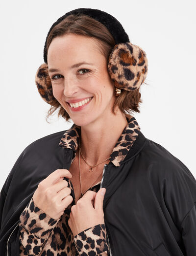 Cache-oreilles fausse fourrure camel femme