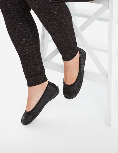 Chaussons ballerines détails irisés noir femme