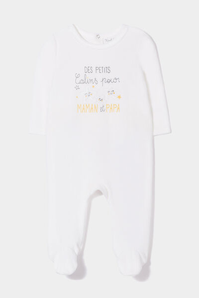 Dors-bien manches longues velours blanc mixte