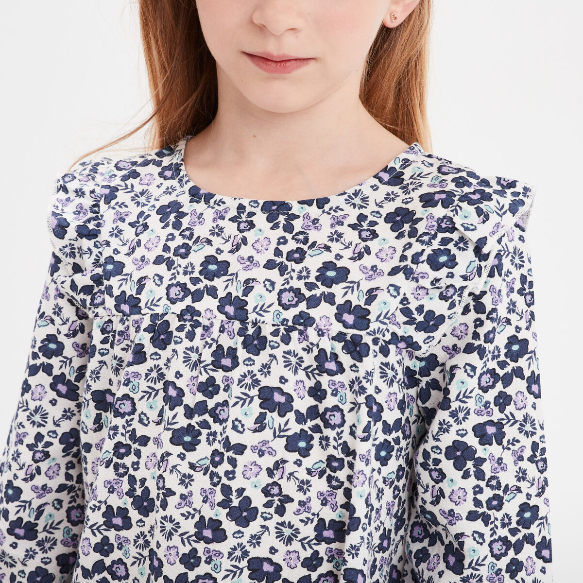 T-shirt volants broderie anglaise Creeks ecru fille