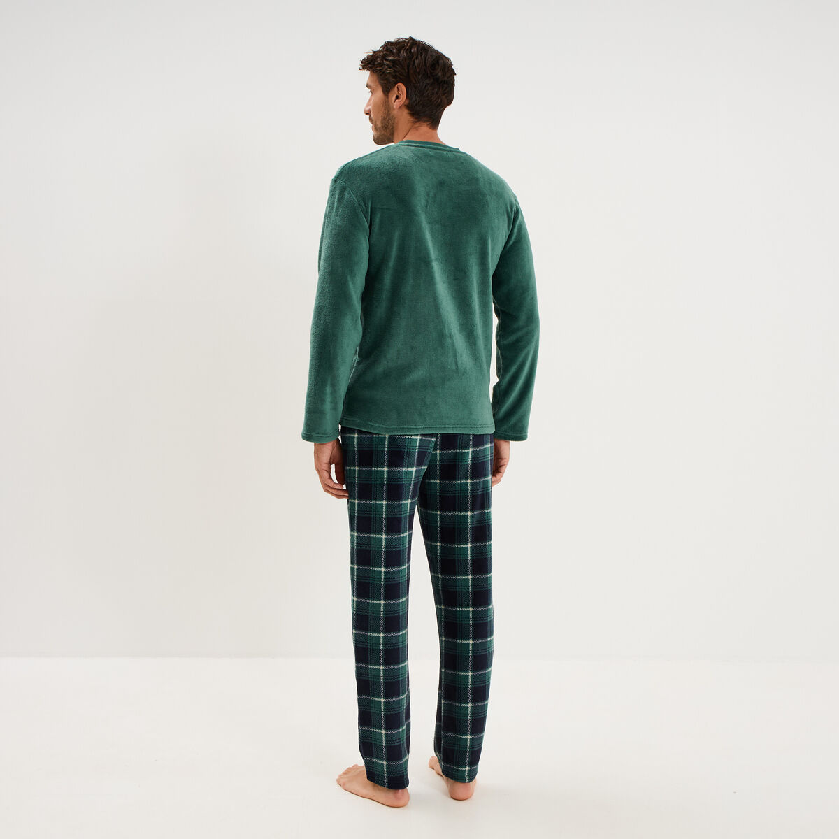 Ensemble pyjama velours avec pantalon vert homme