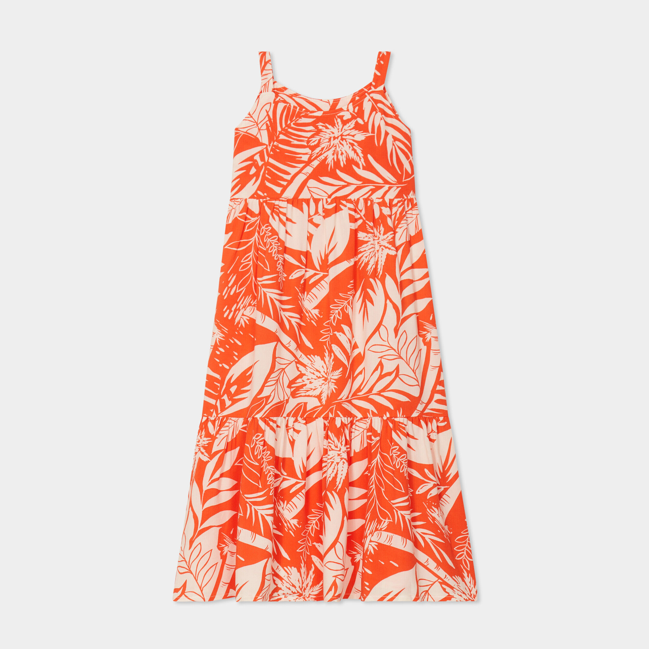 Robe longue à bretelles orange fille LH