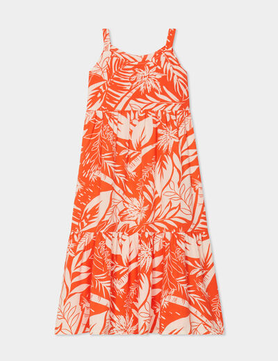 Robe longue à bretelles orange fille