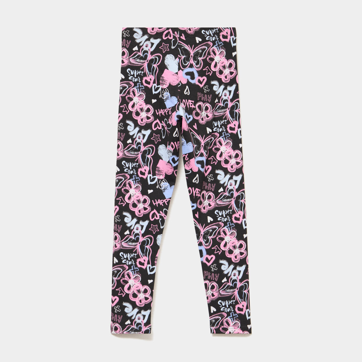 Legging taille &eacute;lastiqu&eacute;e coton noir fille